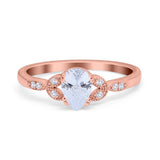 Art Deco Teardrop Bridal Ring Simulated Cubic Zirconia 925 Sterling Silver
