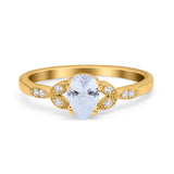 Art Deco Teardrop Bridal Ring Simulated Cubic Zirconia 925 Sterling Silver