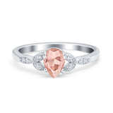 Art Deco Teardrop Bridal Ring Simulated Cubic Zirconia 925 Sterling Silver