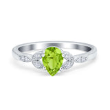 Art Deco Teardrop Bridal Ring Simulated Cubic Zirconia 925 Sterling Silver