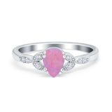 Art Deco Teardrop Bridal Ring Simulated Cubic Zirconia 925 Sterling Silver