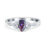Art Deco Teardrop Bridal Ring Simulated Cubic Zirconia 925 Sterling Silver