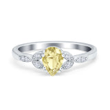Art Deco Teardrop Bridal Ring Simulated Cubic Zirconia 925 Sterling Silver