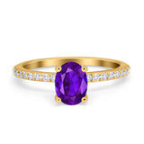 Oval Solitaire Accent Wedding Ring Simulated Cubic Zirconia 925 Sterling Silver