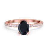 Oval Solitaire Accent Wedding Ring Simulated Cubic Zirconia 925 Sterling Silver
