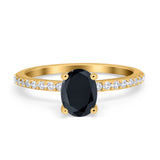 Oval Solitaire Accent Wedding Ring Simulated Cubic Zirconia 925 Sterling Silver