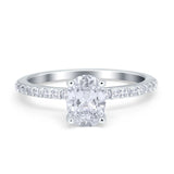 Oval Solitaire Accent Wedding Ring Simulated Cubic Zirconia 925 Sterling Silver