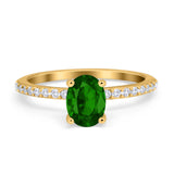 Oval Solitaire Accent Wedding Ring Simulated Cubic Zirconia 925 Sterling Silver