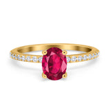 Oval Solitaire Accent Wedding Ring Simulated Cubic Zirconia 925 Sterling Silver