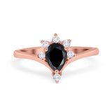 Teardrop V Chevron Engagement Ring Simulated Cubic Zirconia 925 Sterling Silver
