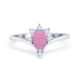 Teardrop V Chevron Engagement Ring Simulated Cubic Zirconia 925 Sterling Silver