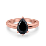 Solitaire Teardrop Simulated Cubic Zirconia Wedding Ring 925 Sterling Silver Center Stone-(8mmx6mm)