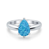 Solitaire Teardrop Simulated Cubic Zirconia Wedding Ring 925 Sterling Silver Center Stone-(8mmx6mm)