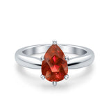 Solitaire Teardrop Simulated Cubic Zirconia Wedding Ring 925 Sterling Silver Center Stone-(8mmx6mm)