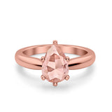 Solitaire Teardrop Simulated Cubic Zirconia Wedding Ring 925 Sterling Silver Center Stone-(8mmx6mm)