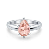 Solitaire Teardrop Simulated Cubic Zirconia Wedding Ring 925 Sterling Silver Center Stone-(8mmx6mm)