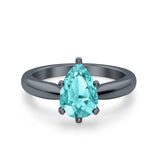 Solitaire Teardrop Simulated Cubic Zirconia Wedding Ring 925 Sterling Silver Center Stone-(8mmx6mm)