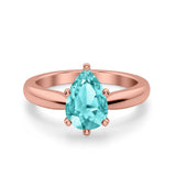 Solitaire Teardrop Simulated Cubic Zirconia Wedding Ring 925 Sterling Silver Center Stone-(8mmx6mm)