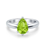 Solitaire Teardrop Simulated Cubic Zirconia Wedding Ring 925 Sterling Silver Center Stone-(8mmx6mm)
