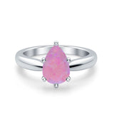 Solitaire Teardrop Simulated Cubic Zirconia Wedding Ring 925 Sterling Silver Center Stone-(8mmx6mm)