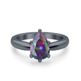 Solitaire Teardrop Simulated Cubic Zirconia Wedding Ring 925 Sterling Silver Center Stone-(8mmx6mm)