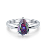 Solitaire Teardrop Simulated Cubic Zirconia Wedding Ring 925 Sterling Silver Center Stone-(8mmx6mm)