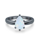Solitaire Teardrop Simulated Cubic Zirconia Wedding Ring 925 Sterling Silver Center Stone-(8mmx6mm)