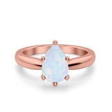 Solitaire Teardrop Simulated Cubic Zirconia Wedding Ring 925 Sterling Silver Center Stone-(8mmx6mm)