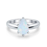 Solitaire Teardrop Simulated Cubic Zirconia Wedding Ring 925 Sterling Silver Center Stone-(8mmx6mm)