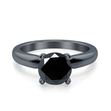 Round Simulated Cubic Zirconia Cathedral Wedding Ring 925 Sterling Silver Center Stone-(6mm)