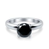 Round Simulated Cubic Zirconia Cathedral Wedding Ring 925 Sterling Silver Center Stone-(6mm)
