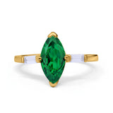 Art Deco Marquise Simulated Cubic Zirconia Engagement Ring 925 Sterling Silver