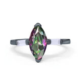 Marquise Art Deco Engagement Simulated Cubic Zirconia Ring 925 Sterling Silver