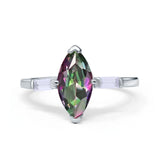 Marquise Art Deco Engagement Simulated Cubic Zirconia Ring 925 Sterling Silver