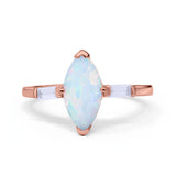 Marquise Art Deco Engagement Simulated Cubic Zirconia Ring 925 Sterling Silver