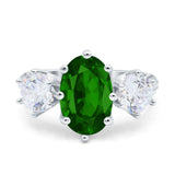 Oval Art Deco Engagement Ring Simulated Cubic Zirconia 925 Sterling Silver