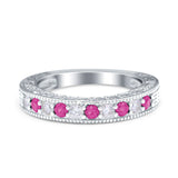 Art Deco Eternity Stackable Band Wedding Ring Simulated CZ 925 Sterling Silver