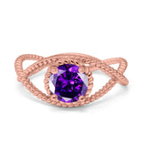 Braided Cable Split Engagement Ring Simulated Cubic Zirconia 925 Sterling Silver