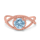Braided Cable Split Engagement Ring Simulated Cubic Zirconia 925 Sterling Silver