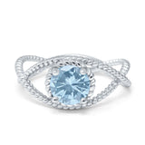 Braided Cable Split Engagement Ring Simulated Cubic Zirconia 925 Sterling Silver