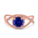 Braided Cable Split Engagement Ring Simulated Cubic Zirconia 925 Sterling Silver