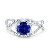 Braided Cable Split Engagement Ring Simulated Cubic Zirconia 925 Sterling Silver