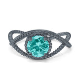 Braided Cable Split Engagement Ring Simulated Cubic Zirconia 925 Sterling Silver