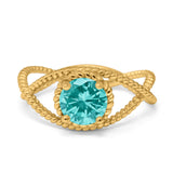 Braided Cable Split Engagement Ring Simulated Cubic Zirconia 925 Sterling Silver