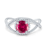 Braided Cable Split Engagement Ring Simulated Cubic Zirconia 925 Sterling Silver