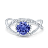 Braided Cable Split Engagement Ring Simulated Cubic Zirconia 925 Sterling Silver
