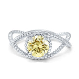 Braided Cable Split Engagement Ring Simulated Cubic Zirconia 925 Sterling Silver