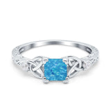 Cushion Celtic Art Deco Engagement Ring Simulated Cubic Zirconia 925 Sterling Silver