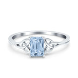 Emerald Cut Engagement Ring Simulated CZ 925 Sterling Silver