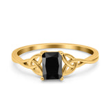 Engagement Ring Emerald Cut Simulated Cubic Zirconia Solid 925 Sterling Silver